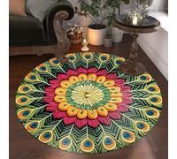 Quick-Dry Non-Slip Peacock Mat,Velvet Peacocks Feather Floral Area Rug,Elegant Peacocks Indoor Door Mat,Absorbent Non Slip Soft Carpet for Living Dining Room Home Decor