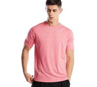 Quick Dry Running T Shirt Mens Gym Tops Short Sleeve (XS,Marled Coral)