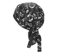 Quick Dry Skull Cap Sports Headwear Running Beanie Retro Pirate Cap Breathable Chef's Bandana Skull Hat Sun UV Protection Turban Under Helmet for Fitness Running Cycling Motorcycle Cooking BBQ
