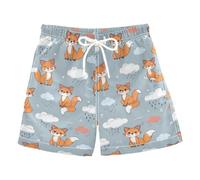 Quick Dry Swim Trunks Grey Fox Cloud Rain Pattern Swimming Short Funny Beach Short with Pockets Board Shorts(Grey Fox Cloud rain Pattern Medium)