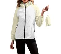 Quick Dry Water Repellent Jacket for Women-Ladies Packable Raincoat WaterfproofJackets with Hood Three-proof Windbreaker with Pocket Lightweight Breathable Outdoor Coats for Cycling, Hiking,Sports