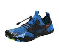 Quick Dry Water Shoes Mens, Trainers Men Barefoot, Breathable Mesh Sneakers Elastic Lacing Business Shoes Slip On Trainers with Anti Slip Soles Outdoor Hiking Water Tracing Shoe Blue