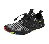 Quick Dry Water Shoes Mens, Trainers Men Barefoot, Breathable Mesh Sneakers Elastic Lacing Business Shoes Slip On Trainers with Anti Slip Soles Outdoor Hiking Water Tracing Shoe Black