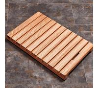 Quick-Dry Waterproof Wooden Shower Mat, Slatted Design Bath Mat for Kitchen, Entryway, Hallway, Office - 75x75cm / 30x30in, & Slish Home tial