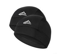 Quick Drying 2pc Cycling Cap Motorcycle Helmet Liner Moisture Wicking Mesh Fabric Breathable Anti Sweat 5 Color Choices 26x19cm Summer Sports Yoga Running Fitness Lightweight(Black)