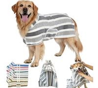 Quick Drying Dog Bathrobe, 1-Piece Soft Striped Pet Robe with Adjustable Belly Band, Super Absorbent Quick-drying Pet Dogs Bathrobe, Dog Robes for After Bath (D, S)
