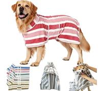 Quick Drying Dog Bathrobe, 1-Piece Soft Striped Pet Robe with Adjustable Belly Band, Super Absorbent Quick-drying Pet Dogs Bathrobe, Dog Robes for After Bath (B, L)