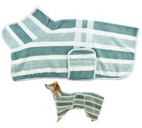 Quick-Drying Dog Bathrobe, Super Absorbent Pet Dressing Gown,Soft Adjustable Belly Band,Fast Drying Pet Bath Wrap for Small Medium Large Dogs,After-Bath Grooming(Grün,XL)