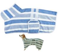 Quick-Drying Dog Bathrobe, Super Absorbent Pet Dressing Gown,Soft Adjustable Belly Band,Fast Drying Pet Bath Wrap for Small Medium Large Dogs,After-Bath Grooming(Blue,L)