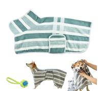 Quick-Drying Dog Bathrobe with Adjustable Belly Band, Super Absorbent Dog Robes for After Bath, Stripes Dogs Towel Fast for Large Medium Small Pets After Bath Pool Beach (Green, XXL)