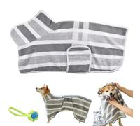 Quick-Drying Dog Bathrobe with Adjustable Belly Band, Super Absorbent Dog Robes for After Bath, Stripes Dogs Towel Fast for Large Medium Small Pets After Bath Pool Beach (Gray, XXL)