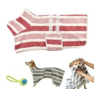 Quick-Drying Dog Bathrobe with Adjustable Belly Band, Super Absorbent Dog Robes for After Bath, Stripes Dogs Towel Fast for Large Medium Small Pets After Bath Pool Beach (Pink, XXL)
