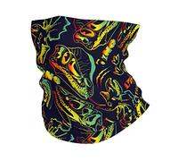 Quick Drying Half Face Headwear, Bandana Neon Dino Dinosaur Skeleton Multifunctional Face Cover for Sports Outdoor Women