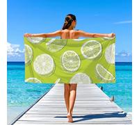 Quick Drying Holiday Simple Beach Towel Fresh Fruit Lemon,Compact Super Absorbent For The Beach Shower Towel 180x90(71×35in),Green White
