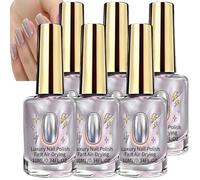 Quick-Drying Long-Lasting Light Purple Nail Polish, Reflective Shimmer Nail Polish, Light Purple Glossy Nail Strengthener, Lig/ht Pur/ple Care Na/il Pol/ish, No Curing Lamp Needed Nai/lPoli/sh (6pcs)