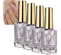 Quick-Drying Long-Lasting Light Purple Nail Polish, Reflective Shimmer Nail Polish, Light Purple Glossy Nail Strengthener, Lig/ht Pur/ple Care Na/il Pol/ish, No Curing Lamp Needed Nai/lPoli/sh (4pcs)