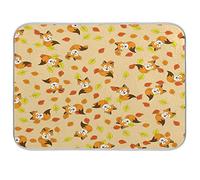 Quick Drying Mat Microfibre Drying Pad Autumn Leaves Cute Fox Washable Counter-top Mat Kitchen Draining Board Mats for Dishes Glass, 18x24 in