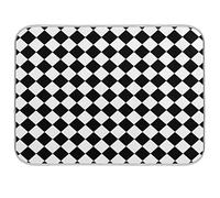 Quick Drying Mat Microfibre Drying Pad Black White Plaid Grid Print Washable Counter-top Mat Kitchen Draining Board Mats for Dishes Glass, 18x24 in