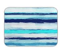 Quick Drying Mat Microfibre Drying Pad Blue Stripes Pattern Print Washable Counter-top Mat Kitchen Draining Board Mats for Dishes Glass, 18x24 in