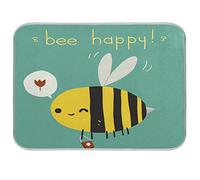 Quick Drying Mat Microfibre Drying Pad Cute Animal Bee Quote Washable Counter-top Mat Kitchen Draining Board Mats for Dishes Glass, 16x18 in