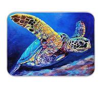 Quick Drying Mat Microfibre Drying Pad Deep Sea Turtle Ocean Animal Washable Counter-top Mat Kitchen Draining Board Mats for Dishes Glass, 16x18 in