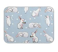 Quick Drying Mat Microfibre Drying Pad Polka Dot Animal Rabbit Pattern Washable Counter-top Mat Kitchen Draining Board Mats for Dishes Glass, 18x24 in