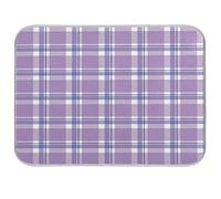 Quick Drying Mat Microfibre Drying Pad Purple Plaid Grid Check Pattern Washable Counter-top Mat Kitchen Draining Board Mats for Dishes Glass, 16x18 in