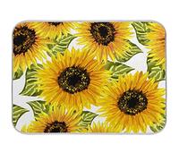Quick Drying Mat Microfibre Drying Pad Summer Sunflower Leaves Floral Washable Counter-top Mat Kitchen Draining Board Mats for Dishes Glass, 16x18 in