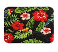 Quick Drying Mat Microfibre Drying Pad Toucan Parrot Flower Leaves Washable Counter-top Mat Kitchen Draining Board Mats for Dishes Glass, 16x18 in