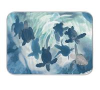 Quick Drying Mat Microfibre Drying Pad Watercolor Sea Ocean Turtle Animal Washable Counter-top Mat Kitchen Draining Board Mats for Dishes Glass, 16x18 in