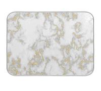 Quick Drying Mat Microfibre Drying Pad White Marble Print Washable Counter-top Mat Kitchen Draining Board Mats for Dishes Glass, 16x18 in