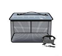 Quick-Drying Portable Fishing Basket with Nylon Line, Foldable Fish Holder with Measuring Ruler Lid, Keep Fish Alive Mesh Bait Bucket for Sea Rock For Kayak Shore Foraging(35cm)