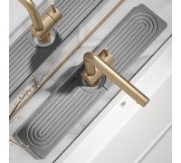 Quick Drying Stone Faucet Mat for Kitchen Sink - Diatomite Sink Mat Absorbing Stone Tray for Bathroom Counter, Sink Faucet Splash Guard Water Protector Matt for Kitchen Counter(Gray, 20" x 3.9")