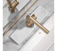 Quick Drying Stone Faucet Mat for Kitchen Sink - Diatomite Sink Mat Absorbing Stone Tray for Bathroom Counter, Sink Faucet Splash Guard Water Protector Matt for Kitchen Counter(White, 14" x 3.9")