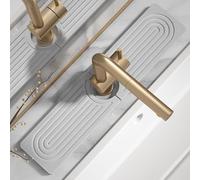 Quick Drying Stone Faucet Mat for Kitchen Sink - Diatomite Sink Mat Absorbing Stone Tray for Bathroom Counter, Sink Faucet Splash Guard Water Protector Matt for Kitchen Counter(Light Gray, 17.7"x3.9")