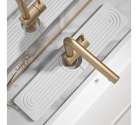 Quick Drying Stone Faucet Mat for Kitchen Sink - Diatomite Sink Mat Absorbing Stone Tray for Bathroom Counter, Sink Faucet Splash Guard Water Protector Matt for Kitchen Counter(White, 17.7" x 3.9")