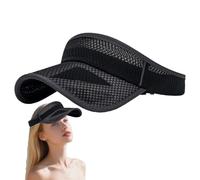 Quick Drying Sun Hat, UV Protection Empty Top Hats, Cool Running Visor with Breathable Sweatband, Flexible Brim Adjustable Sun Hat Soft Visor for Running, Golf, Tennis, Cycling Black