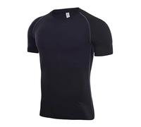 Quick-Drying T-Shirts Men's Sports T-Shirts Men's Tight Compression Shirt Breathable Summer Shirts Regular Fit Fitness Shirts Crew Neck Running Shirt Stretch Training Shirt Two-Tone T Shirts, black, M