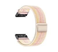 Quick fit 20 22 26mm Nylon loop Strap for Garmin Fenix 8 fenix 7X 7 7S 6X 6 Pro 6S 5 5X watch Band Bracelet for fenix 7 6 Strap(Starlight color with Pink,20mm)