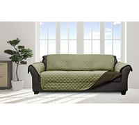 Quick Fit Jeremy Sherpa Reversible Water Resistant Microfiber Sofa Cover in Taupe, Sage-Chocolate