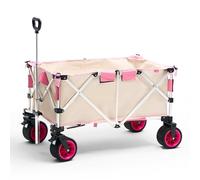 Quick-Folding Pull Cart, with A Load Capacity of Up to 330 Lbs; A Heavy-duty Folding Trolley Equipped with Large All-terrain Wheels(Beige)