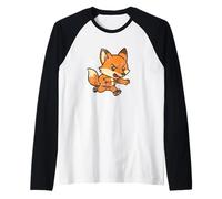 Quick Fox Rugby Sprint Cartoon Raglan Baseball Tee