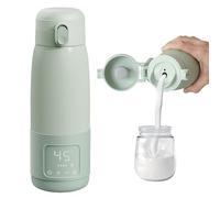 Quick Heating Baby Bottle Warmer, Baby Bottle Warmer, Temperature Control 37~55 °C with Digital Display, Portable Bottle Warmer, Large, 500 ml Capacity for Travel & Night Feeding (Light Green)