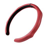 Quick Install Sporty Red Wine Burgundy Perforated Nappa Leather Steering Wheel Cover with Black Top Stripe Universal fit 14.5 to 15 inches Car Sedan SUV Pickup