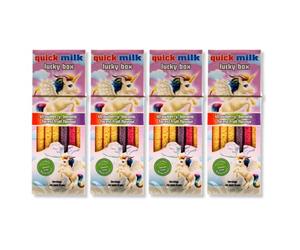Quick Milk Lucky Box Unicorn Pack of 4 - Strawberry, Banana and Forest Fruit Flavoured Milk Straws for Instant Milkshake | Total of 52 Quick Milk Magic Sipper Straws by The Great British Kitchen