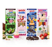 Quick Milk Magic Sipper Straws Assorted Flavour 4 Pack - Unicorn, Birthday Cake, Chocolate Pistachio & Cookies & Creme | 52 Magic Milk Straws | Fun Flavoured Milk Drink for Kids & Adults by TGBK