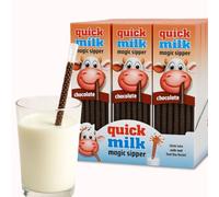 Quick Milk Magic Sipper Straws Chocolate Flavour 39 Pack | Flavoured Milk Straws for Kids | Chocolate Milkshake Straws | 3 x 13 Quick Milk Straws | Fun Drinking Straw for Milk