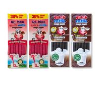 Quick Milk Magic Sipper Straws Pack of 4 - Chocolate x 2 and Strawberry Milk Straws x 2 | 13 each pack | 52 Quick Milk Straws in total by The Great British Kitchen
