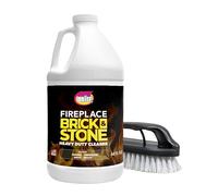 Quick 'n Brite Fireplace Brick and Stone Cleaner 64oz - Natural Stone, Tile, and Marble Cleaner with Scrub Brush - Indoor Fireplace and Wood Stove Cleaning Kit - Pellet Stove Creosote Remover