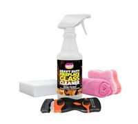Quick 'n Brite Fireplace Glass Cleaner Kit - Heavy-Duty 16oz Cleaner with Scraper Tool, Melamine & Scrubber Sponges, Microfiber Towel - Glass, Wood Stove & Fireplace Door Cleaning - Made in the USA